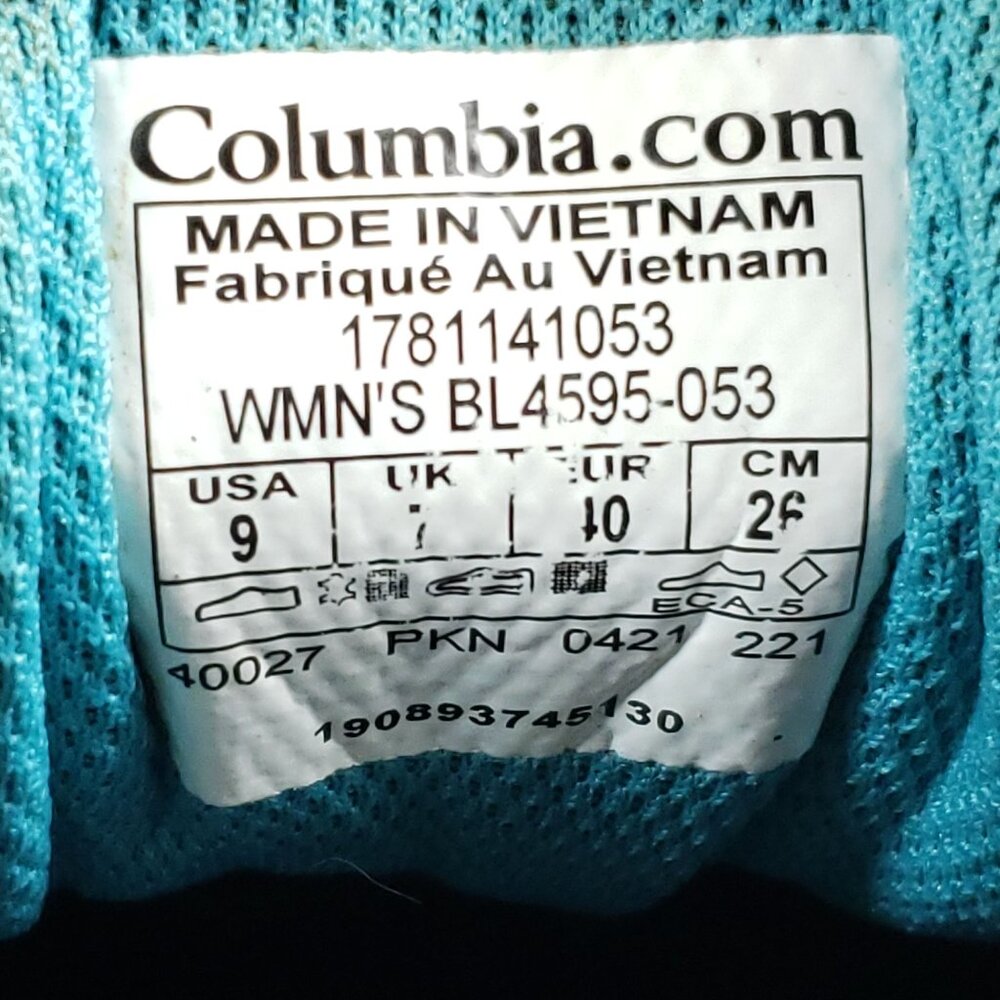 Columbia Womens Size 9 Hiking Trail Shoes Gray Suede Blue Mesh Lightweight - Picture 9 of 9